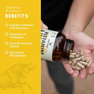 HEART & SOIL Histamine & Immune Support, 180 Capsules | 100% grass fed & finished from regenerative cattle with thymus, lung, spleen, liver & kidney. Immune defense.
