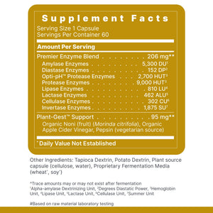 Premier Research Labs Active Digestive Enzymes with Probiotic and Prebiotics - Promotes Full-Spectrum Digestive Support - with Amylase, Protease & Lipase, 60 Plant-Sourced Capsules Premier Research LabsBuy Supplements Australia