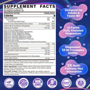 Full Spectrum Magnesium Glycinate Complex 21 in 1 Gummies for Deep Calm Sleep, 12 Forms Magnesium Citrate Malate Taurate Orotate for Women Men + Probiotics w/Ashwagandha, L-Theanine, GABA, 120Cts Nextdia buy supplements Au