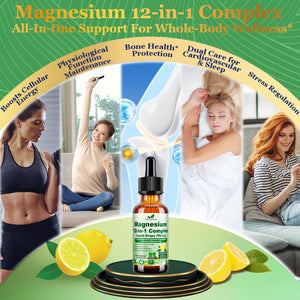 12-in-1 Magnesium Complex Liquid Drops, Chelated Magnesium Citrate Glycinate Taurate Malate Aspartate w. Ashwagandha Theanine D3 & Zinc for Relaxation Sleep Immune Health & Muscle Function丨Women Men. Vita PLynxera buy supplements Au