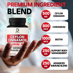DEDICAD 13in1 Ceylon Cinnamon Capsules - 200 Capsules with Chromium Picolinate, Biotin, Grape Seed, Elderberry & More DEDICADÂ buy supplements Au