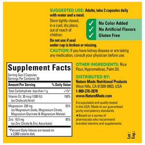 Nature Made Magnesium Complex Supplement with Vitamin D & Zinc for Immune Support, Magnesium Glycinate, Malate, Citrate & Oxide for Muscle, Nerve, Heart & Bone Support, 60 Capsules, 30 Day Supply Nature Made buy supplements Au