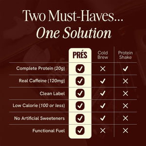 Prés, Protein Coffee, Vanilla, High Protein, Real Cold Brew, 20g Protein, 1g Sugar, 100 Calories, No Added Sugar, Coffee, Protein, Kosher, Soy Free, Nut Free, Non-GMO, Low Carb (12 Pack) PRÉS buy supplements Au
