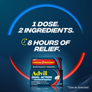 Advil Dual Action Coated Caplets, 125 Mg Ibuprofen and 250 Mg Acetaminophen per Dose (2 Dose Equivalent) for 8 Hour Pain Relief - 216 Count Advil buy supplements Au