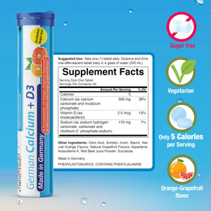 T&D German Vitamin, Minerals - 140 Vegan/Vegetarian Drink Effervescent Tablets - Mixed Fruit Flavor Box - Made in Germany T&D buy supplements Au