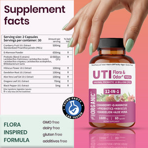 UTI Flora & Odor Pro+ & UTI Yeast & pH Pro+ | Pack of 2 | Vaginal Probiotics for Feminine Hydration & Freshness Support | Third-party Tested, cGMP Facility, Vegan, Non-GMO, Gluten-Free | 60+60 Caps FIRSTORGANIC buy supplements Au