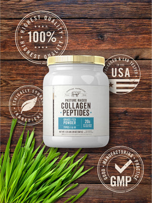 Carlyle Grass Fed Collagen Peptides Powder 20oz | Unflavored | Pasture Raised | Types I & III | 20g of Collagen Per Daily Dose | Non-GMO, Gluten Free | by Herbage Farmstead Carlyle buy supplements Au