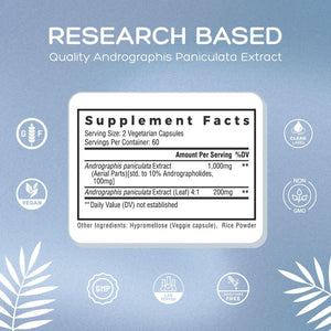 Natural Cure Labs Premium Andrographis Paniculata Extract 1,200mg (100mg Andrographolides), 120 Capsules, Non-GMO, Vegan, Gluten Free Natural Cure Labs buy supplements Au