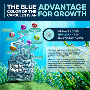 Height & Bone Support Supplement - Premium Height Growth Supplement for Kids & Teens with Calcium - Nutritional Support Bone Health Formula - Height Increase Essential Vitamins - 60 Caps LM LILYNUTRAMOON buy supplements Au