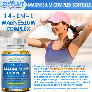 Magnesium Complex Softgels, High Absorption Magnesium Supplement with Glycinate, Citrate, Malate, Taurate, 14-in-1 Magnesium Complex for Women & Men for Muscle, Heart, Sleep Support, 2 Month Supply HZZYPLANT buy supplements Au
