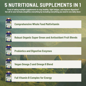 Abundant Earth Whole Food Multivitamin for Women, Daily Multi Vitamins Supplements for Men/Mens Multivitamins + B Complex, Probiotic Multi Enzyme - PrimeBioHealth - canada supplements