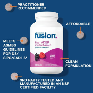 Bariatric Fusion Chewable Multivitamin with High ADEK Vitamins | Multi for Duodenal Switch Patients | Mixed Berry Flavored Tablets | - PrimeBioHealth - canada supplements