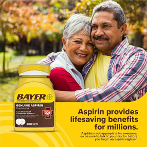 Bayer Genuine Aspirin 325 mg, Coated Tablets for Headache Relief, Multi-Symptom Pain Reliever and Fever Reducer, Pain Relief Tablets for Tooth and Muscle Pain, Backache, 300 Ct - PrimeBioHealth - canada supplements