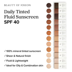 Beauty of Joseon Daily Tinted Fluid Sunscreen 12 Shades for Face Moisturizing Broad Spectrum SPF 40 Korean Skincare 50ml, 1.69 fl.oz - PrimeBioHealth - canada supplements