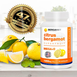 BergaMet Citrus Bergamot Supplement, 170:1 Extract, 1200mg per Serving, 80% Polyphenols, Italian Citrus Bergamot Supplement, - PrimeBioHealth - canada supplements
