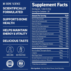 BONE SCIENCE PrimeHeight Multivitamin Powder for Kids & Teens, Bone & Immune Support, Sugar-Free Lemon Lime Flavor, 16 Key Nutrients, Easy Drink Mix, 30 Sticks - PrimeBioHealth - canada supplements