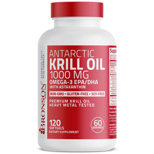 Bronson Antarctic Krill Oil 1000 mg with Omega-3s EPA, DHA, Astaxanthin and Phospholipids 120 Softgels - PrimeBioHealth - canada supplements