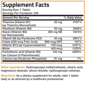 Bronson Super B Vitamin B Complex Sustained Slow Release (Vitamin B1, B2, B3, B6, B9 - Folic Acid, B12) Contains All B Vitamins 60 Tablets - PrimeBioHealth - canada supplements