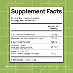 C15:0 Pentadecanoic Acid Supplement | Longevity, Cellular & Membrane Support, Micro-Granule Enhanced Absorption, Phosphatidylcholine, L-Carnitine, - PrimeBioHealth - canada supplements