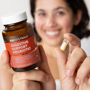 Daily Nouri Digestive Support Probiotics for Women & Men | Bloating & Gas Relief | 3 Clinically Studied Strains + Omega | 30-Day Supply - PrimeBioHealth - canada supplements