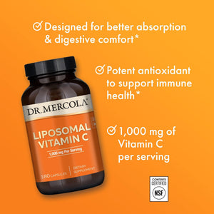 Dr. Mercola Liposomal Vitamin C - Brain, Heart, Eye & Immune Support - Provides 1,000 mg of Bioavailable Vitamin C - Non-GMO, Gluten-Free & Soy-Free - PrimeBioHealth - canada supplements