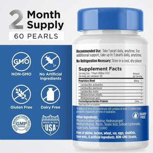 Earth's Pearl Probiotics for Women & Men & Kids - Pearl-Shaped Probiotic & Prebiotics with BIO-Tract®, 4 Billion CFU, Gut Health Support (60-Day Supply) - PrimeBioHealth - canada supplements