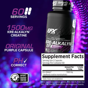 EFX Sports Kre-Alkalyn EFX | pH Correct Creatine Monohydrate Pill Supplement | Strength, Muscle Growth & Performance - PrimeBioHealth - canada supplements