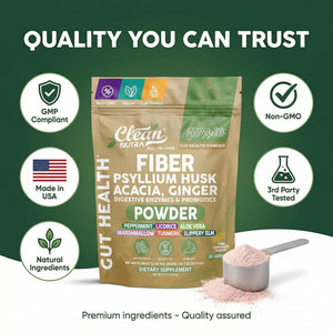 GutResto Fiber Supplement Psyllium Husk Powder Probiotic Gut Health Digestive Enzymes Prebiotic L-Glutamine Slippery Elm Aloe Vera Marshmallow Root Turmeric Ginger - PrimeBioHealth - canada supplements
