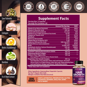 Hair Growth Vitamins for Women | Biotin 10,000mcg, Collagen, Patented OptiMSM®, goMCT - PrimeBioHealth - canada supplements