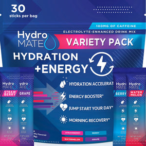 HydroMATE Electrolytes Powder Drink Mix Packets Hydration Accelerator Low Sugar Party Favors for Rapid Recovery Vitamin C Plu - PrimeBioHealth - canada supplements