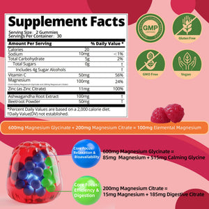 IRIDESICENT Magnesium Glycinate Gummies, Sugar Free Magnesium Supplement w/Ashwagandha, Zinc, Vegan Magnesium Glycinate Supplement for Adults - PrimeBioHealth - canada supplements