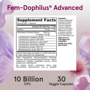 Jarrow Formulas Fem-Dophilus Advanced Vaginal & Digestive Probiotics 10 Billion CFU with 6 Science Backed Strains, for Vaginal, Urinary Tract - PrimeBioHealth - canada supplements