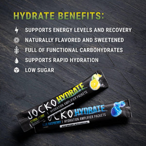 Jocko Fuel Packets Low Sugar - Hydration Amplifier Packets for Recovery, Dehydration, & Exercise - with Vitamins B6, B12 & C (16 Packets) Lemon Lime - PrimeBioHealth - canada supplements