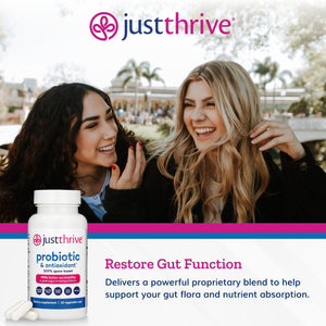 Just Thrive Probiotic & Antioxidant Supplement - 100% Spore-Based Digestive and Immune Support - Gluten Free, 30 Caps - PrimeBioHealth - canada supplements