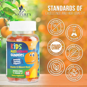 Kids Multivitamin Gummies - Improved Sugar-Free Formula - 100% Daily Folate, Kids Vitamins with Essential Vitamins A, C, D3, E, B6, B12 - PrimeBioHealth - canada supplements