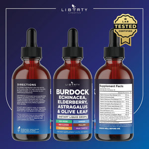 Liberty Lifestyle Lymphatic Drainage Supplement - Burdock Lymphatic Support Drops - Burdock Root, Mullein, Echinacea, Elderberry, Dandelion, Astragalus, Milk Thistle, Red Clover - 2 oz - PrimeBioHealth - canada supplements