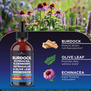 Liberty Lifestyle Lymphatic Drainage Supplement - Burdock Lymphatic Support Drops - Burdock Root, Mullein, Echinacea, Elderberry, Dandelion, Astragalus, Milk Thistle, Red Clover - 2 oz - PrimeBioHealth - canada supplements