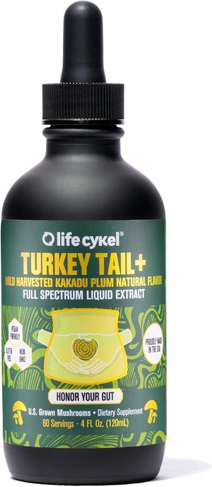 Life Cykel - Turkey Tail Mushroom Liquid Extract with Kakadu Plum - Immune Support & Digestive Health Prebiotic Supplement, Non GMO (4 Fl Oz (Pack of 1)) - PrimeBioHealth - canada supplements