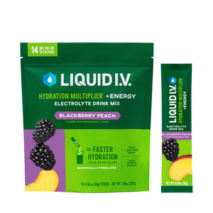 Liquid I.V.® Hydration Multiplier +Energy - BlackBerry - Peach | Electrolyte Powder Drink | 1 Pack (14 Servings) - PrimeBioHealth - canada supplements