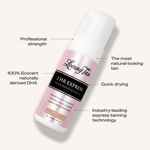 Loving Tan 2 HR Express Self Tanning Mousse, Medium - Streak Free, Natural, Professional Quality - 5+ Sunless Self Tanner Applications per Bottle - PrimeBioHealth - canada supplements