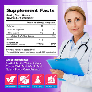 Magnesium Glycinate Gummies 400mg, Muscle Support and Relaxation, Magnesium Supplement for Women, Men and Kids, High Absorption, Sugar Free, - PrimeBioHealth - canada supplements