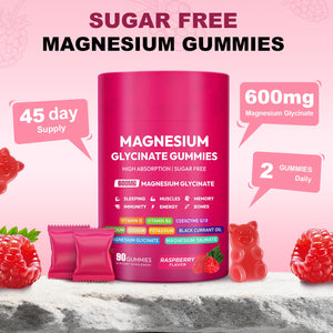 Magnesium Glycinate Gummies 600mg, High Absorption Magnesium Complex, Sugar Free Chewables Gummies with VitaminD & B6 - PrimeBioHealth - canada supplements