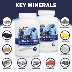 Mega Minerals Supplement by Youfit Nutrition | Trace Minerals | Premium Formula with Source of Minerals and Immune Health Support | Iron Free | All in One - PrimeBioHealth - canada supplements