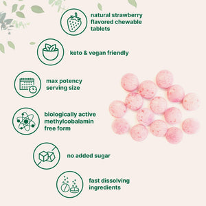 Micro Ingredients Vitamin B12 5,000 mcg | Methylcobalamin – 240 Chewable Tablets | Fast Dissolve, Natural Strawberry Flavor - PrimeBioHealth - canada supplements