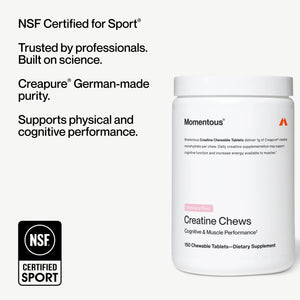 Momentous Creatine Chews - Creatine Monohydrate - Supports Strength, Lean Muscle, & Recovery for Men & Women - NSF Certified for Sport - 150 Chewable Tablets - Lemon Lime - PrimeBioHealth - canada supplements