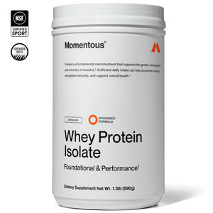 Momentous Essential Grass-Fed Whey Protein Powder - 20 g Whey Isolate Protein - NSF Certified for Sport - Gluten-Free - 25 Servings for Essential Everyday Use - Unflavored - Package May Vary - PrimeBioHealth - canada supplements