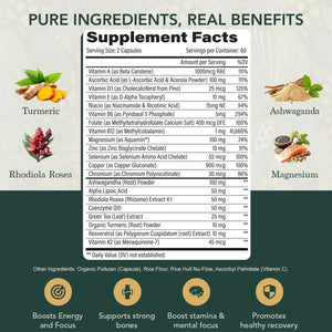 Multivitamin for Men with Vitamin D, K2, Zinc, Vitamin B12, A, E, B6, Calcium – Immune Health & Energy Support Daily Mens Multivitamins - PrimeBioHealth - canada supplements