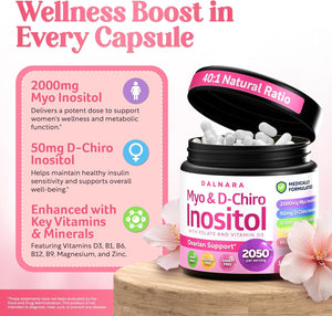 Myo-Inositol & D-Chiro Inositol Supplement for Women 120ct Ideal 40:1 Ratio - PrimeBioHealth - canada supplements