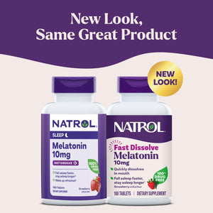 Natrol Melatonin 10mg Fast Dissolve Tablets - Strawberry Flavor, 100 Count, Sleep Support, Fast Dissolve Melatonin for Adults, 100-Day Supply - PrimeBioHealth - canada supplements