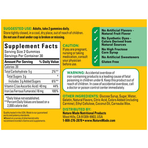 Nature Made Iron 18 mg per serving Gummies with Vitamin C, Iron Supplement for Red Blood Cell Support, 60 Gummies, 30 Day Supply - PrimeBioHealth - canada supplements